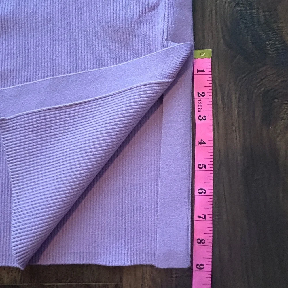 GSTQ Lilac Ribbed Knit Skirt Set Quiet Luxury NWT M/L